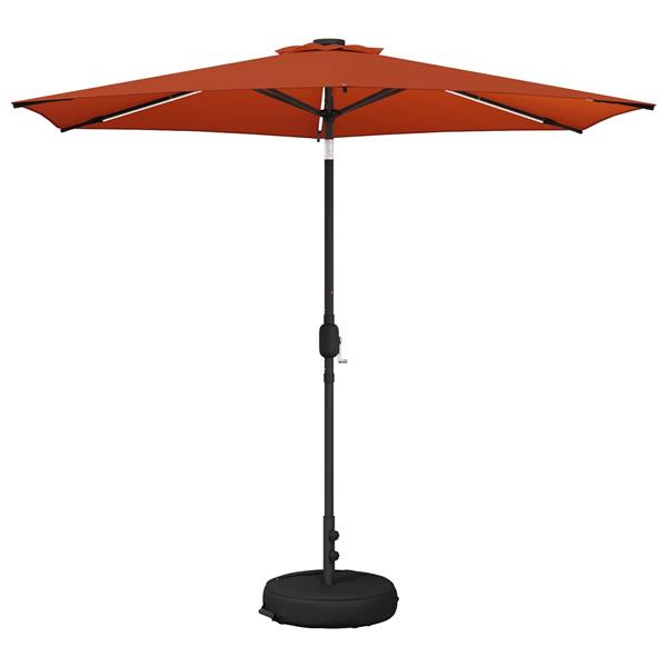Grote foto vidaxl tuinparasol met led lampen en voet 270 x 270 cm polyester tuin en terras overige tuin en terras