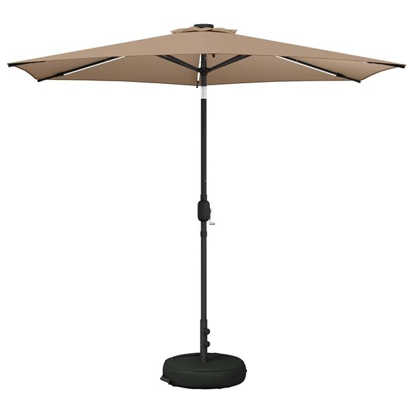 Grote foto vidaxl tuinparasol met led lampen en voet 270 x 270 cm polyester taupe tuin en terras overige tuin en terras