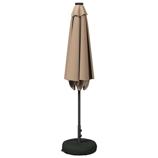 Grote foto vidaxl tuinparasol met led lampen en voet 270 x 270 cm polyester taupe tuin en terras overige tuin en terras