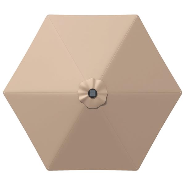 Grote foto vidaxl tuinparasol met led lampen en voet 270 x 270 cm polyester taupe tuin en terras overige tuin en terras