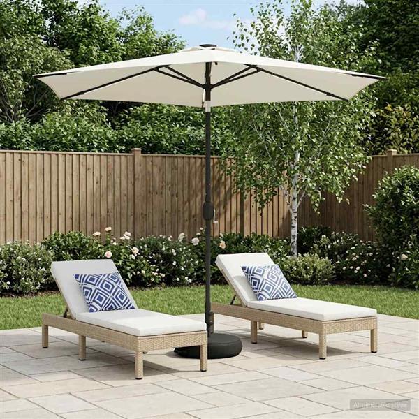 Grote foto vidaxl tuinparasol met led lampen en voet 270 x 270 cm polyester tuin en terras overige tuin en terras