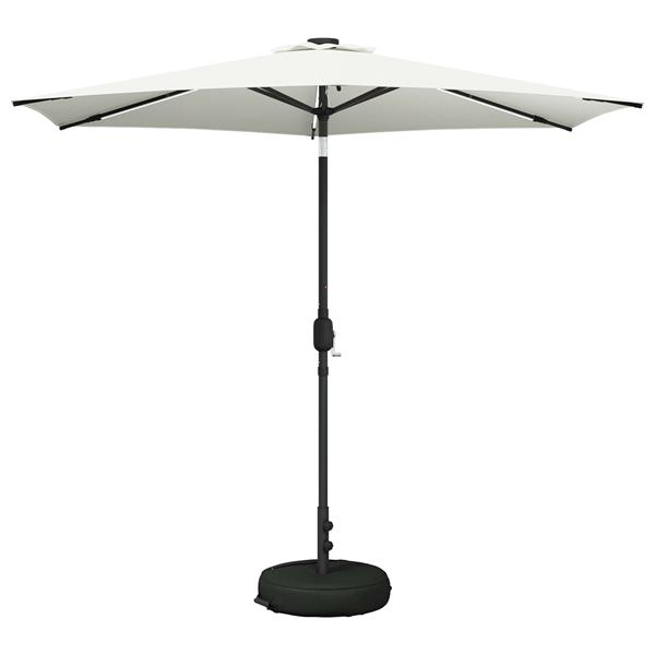 Grote foto vidaxl tuinparasol met led lampen en voet 270 x 270 cm polyester tuin en terras overige tuin en terras