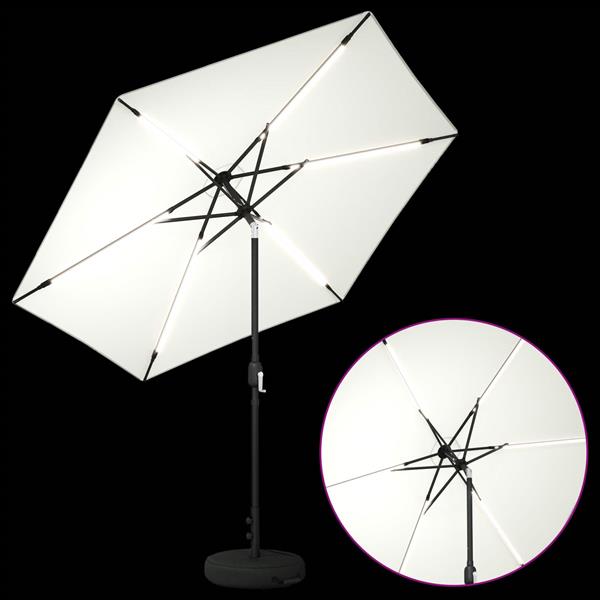 Grote foto vidaxl tuinparasol met led lampen en voet 270 x 270 cm polyester tuin en terras overige tuin en terras