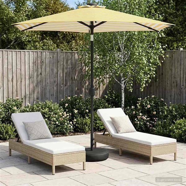Grote foto vidaxl tuinparasol met led lampen en voet 230 x 230 cm polyester tuin en terras overige tuin en terras