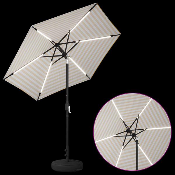 Grote foto vidaxl tuinparasol met led lampen en voet 230 x 230 cm polyester tuin en terras overige tuin en terras