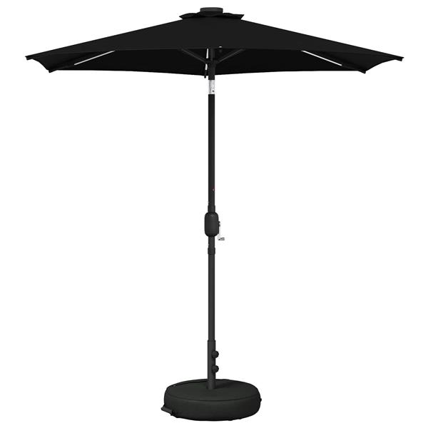 Grote foto vidaxl tuinparasol met led lampen en voet 230 x 230 cm polyester zwart tuin en terras overige tuin en terras