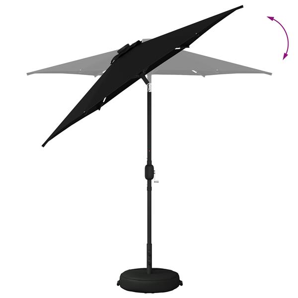 Grote foto vidaxl tuinparasol met led lampen en voet 230 x 230 cm polyester zwart tuin en terras overige tuin en terras