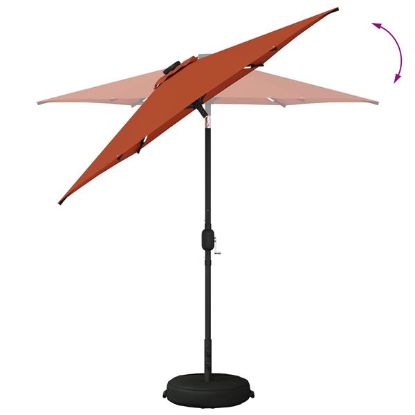 Grote foto vidaxl tuinparasol met led lampen en voet 230 x 230 cm polyester tuin en terras overige tuin en terras