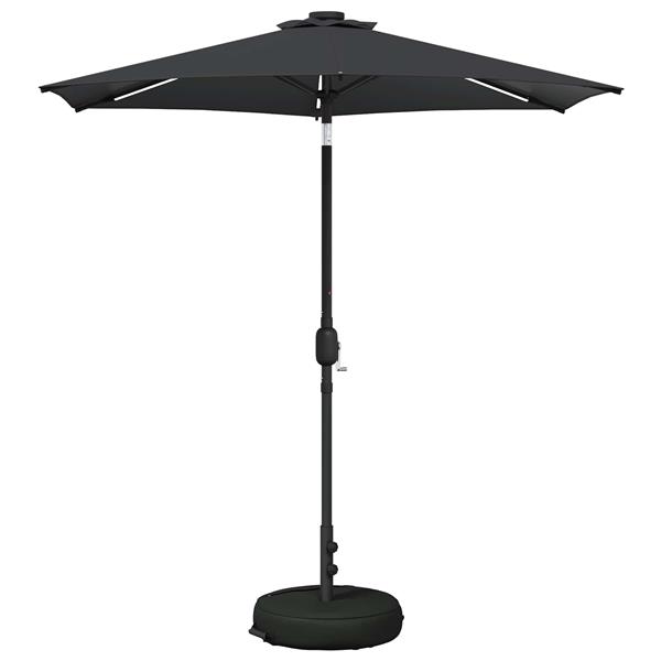 Grote foto vidaxl tuinparasol met led lampen en voet 230 x 230 cm polyester tuin en terras overige tuin en terras