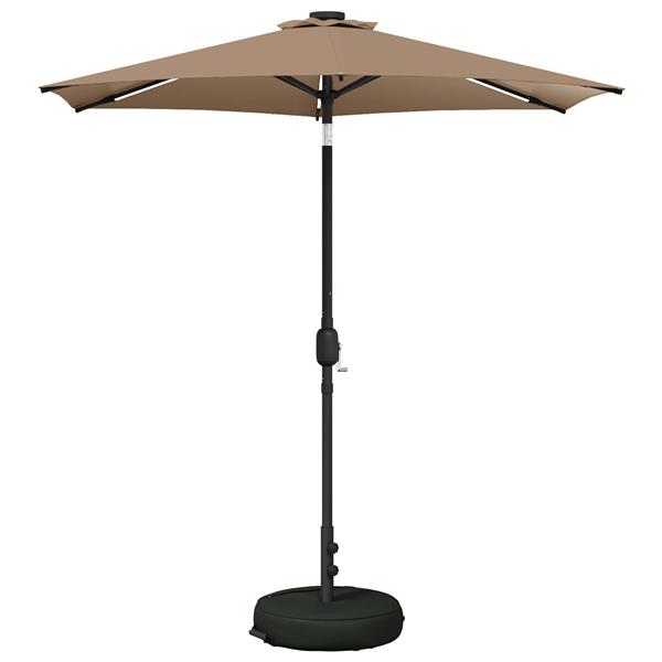 Grote foto vidaxl tuinparasol met led lampen en voet 230 x 230 cm polyester taupe tuin en terras overige tuin en terras