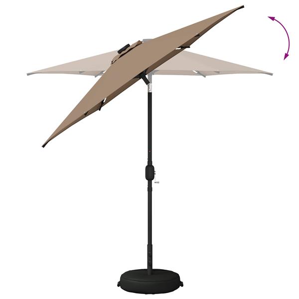 Grote foto vidaxl tuinparasol met led lampen en voet 230 x 230 cm polyester taupe tuin en terras overige tuin en terras