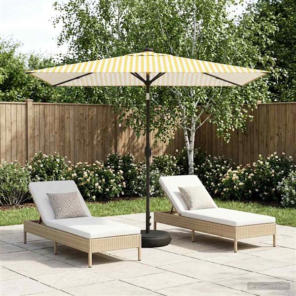 Grote foto vidaxl tuinparasol met led lampen en voet 200 x 300 cm polyester tuin en terras overige tuin en terras
