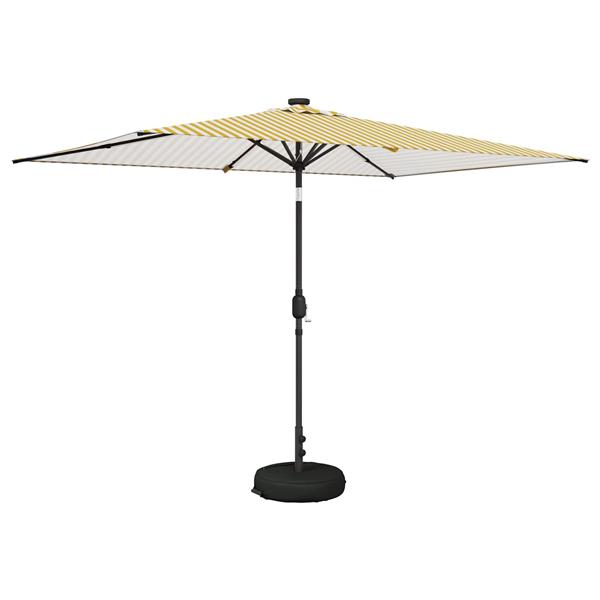 Grote foto vidaxl tuinparasol met led lampen en voet 200 x 300 cm polyester tuin en terras overige tuin en terras