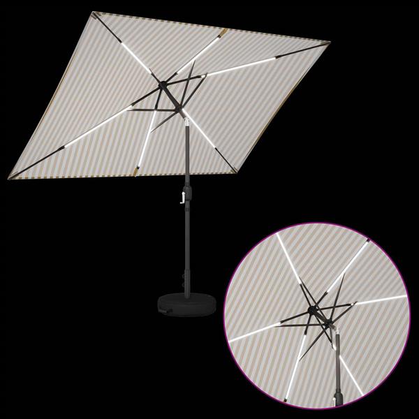 Grote foto vidaxl tuinparasol met led lampen en voet 200 x 300 cm polyester tuin en terras overige tuin en terras