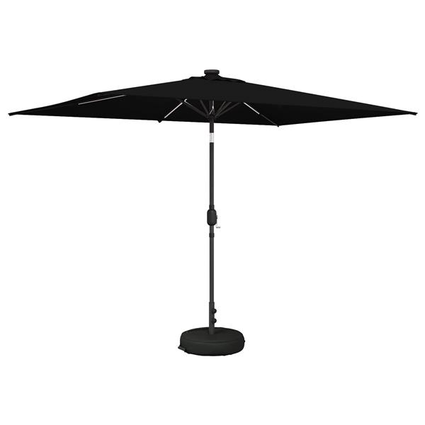 Grote foto vidaxl tuinparasol met led lampen en voet 200 x 300 cm polyester zwart tuin en terras overige tuin en terras