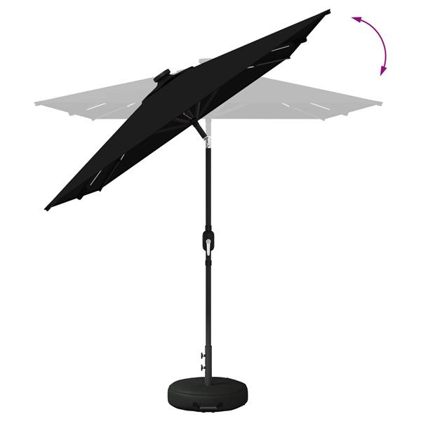 Grote foto vidaxl tuinparasol met led lampen en voet 200 x 300 cm polyester zwart tuin en terras overige tuin en terras