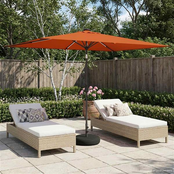 Grote foto vidaxl tuinparasol met led lampen en voet 200 x 300 cm polyester tuin en terras overige tuin en terras