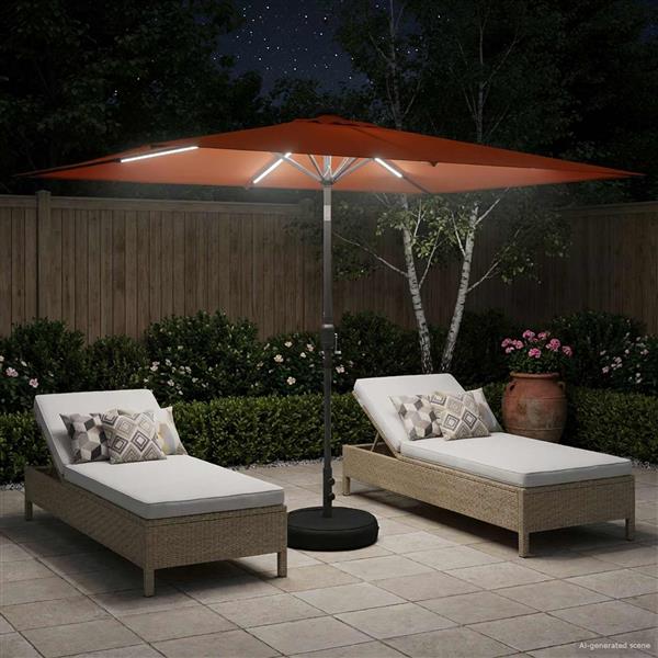 Grote foto vidaxl tuinparasol met led lampen en voet 200 x 300 cm polyester tuin en terras overige tuin en terras