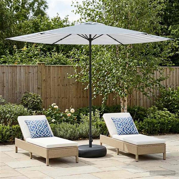 Grote foto vidaxl tuinparasol met basis 300 x 300 cm polyester rechthoekig tuin en terras overige tuin en terras