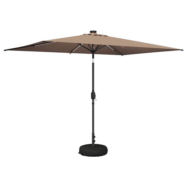 Grote foto vidaxl tuinparasol met led lampen en voet 200 x 300 cm polyester taupe tuin en terras overige tuin en terras