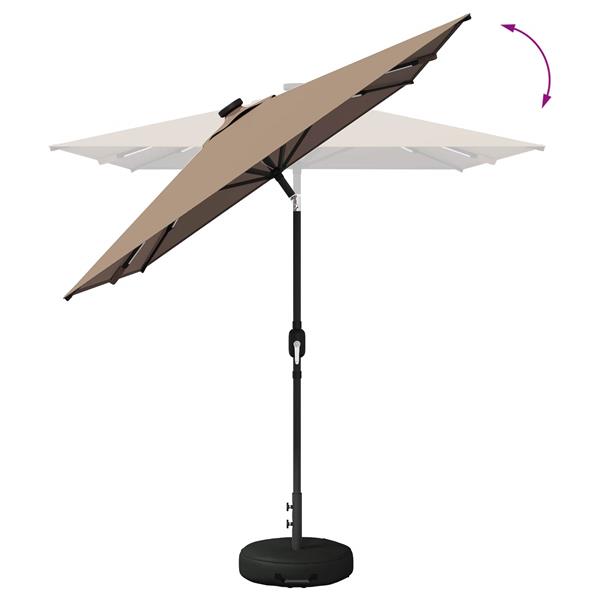 Grote foto vidaxl tuinparasol met led lampen en voet 200 x 300 cm polyester taupe tuin en terras overige tuin en terras
