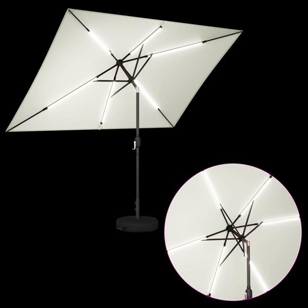 Grote foto vidaxl tuinparasol met led lampen en voet 200 x 300 cm polyester tuin en terras overige tuin en terras