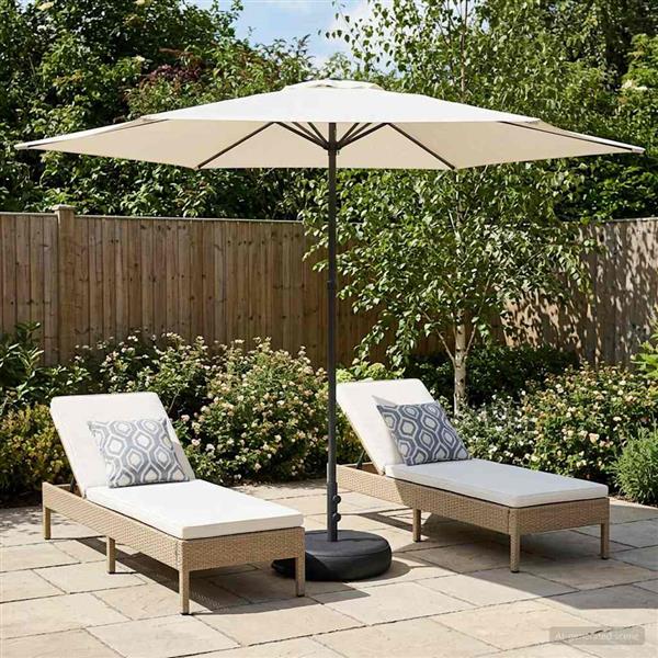 Grote foto vidaxl tuinparasol met basis 300 x 300 cm polyester rechthoekig tuin en terras overige tuin en terras