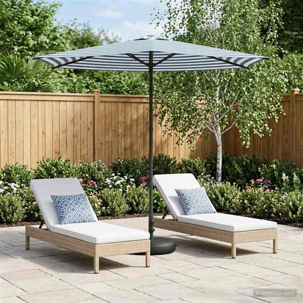 Grote foto vidaxl tuinparasol met basis 270 x 270 cm polyester rechthoekig tuin en terras overige tuin en terras