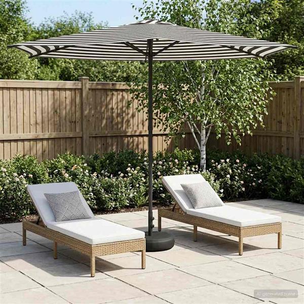 Grote foto vidaxl tuinparasol met basis 270 x 270 cm polyester rechthoekig tuin en terras overige tuin en terras