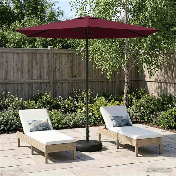 Grote foto vidaxl tuinparasol met basis 270 x 270 cm polyester rechthoekig tuin en terras overige tuin en terras