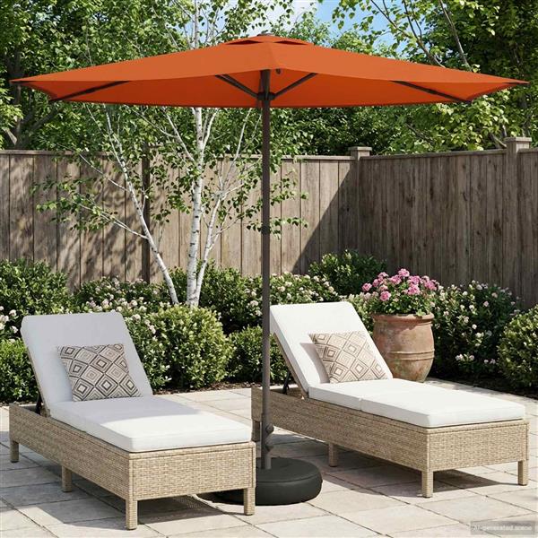 Grote foto vidaxl tuinparasol met basis 270 x 270 cm polyester rechthoekig tuin en terras overige tuin en terras