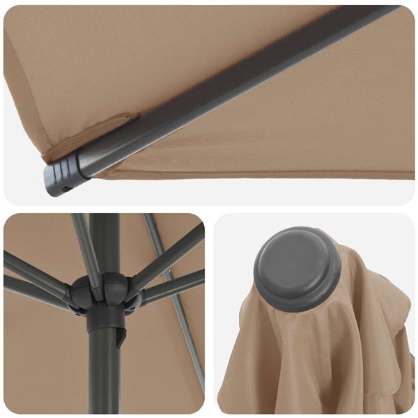 Grote foto vidaxl tuinparasol met basis 270 x 270 cm polyester rechthoekig taupe tuin en terras overige tuin en terras