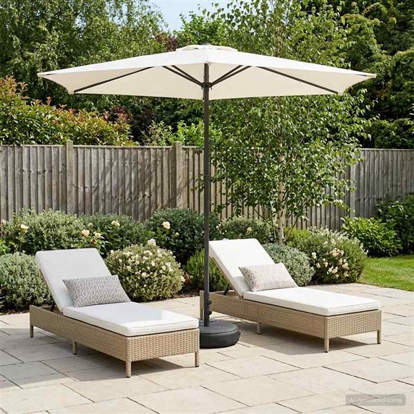 Grote foto vidaxl tuinparasol met basis 270 x 270 cm polyester rechthoekig tuin en terras overige tuin en terras