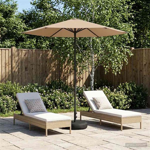 Grote foto vidaxl tuinparasol met basis 230 x 230 cm polyester rechthoekig taupe tuin en terras overige tuin en terras