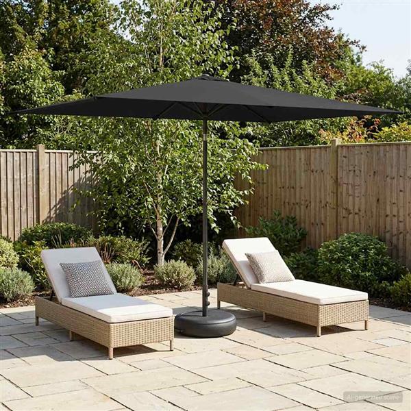 Grote foto vidaxl tuinparasol met basis 200 x 300 cm polyester rechthoekig tuin en terras overige tuin en terras