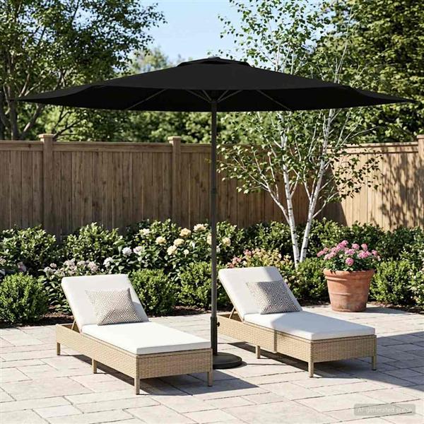 Grote foto vidaxl tuinparasol 300 x 300 cm polyester rechthoekig zwart tuin en terras overige tuin en terras