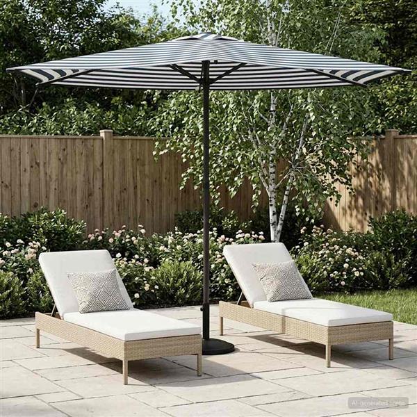 Grote foto vidaxl tuinparasol 270 x 270 cm polyester rechthoekig blauw en wit tuin en terras overige tuin en terras