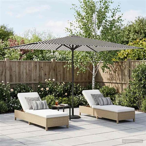 Grote foto vidaxl tuinparasol 200 x 300 cm polyester rechthoekig zwart en wit tuin en terras overige tuin en terras