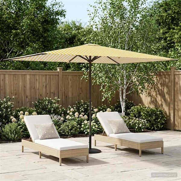 Grote foto vidaxl tuinparasol 200 x 300 cm polyester rechthoekig geel en wit tuin en terras overige tuin en terras