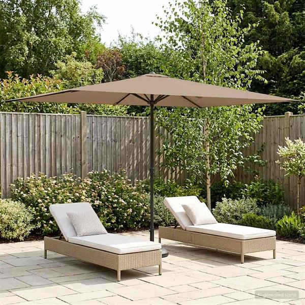 Grote foto vidaxl tuinparasol 200 x 300 cm polyester rechthoekig taupe tuin en terras overige tuin en terras