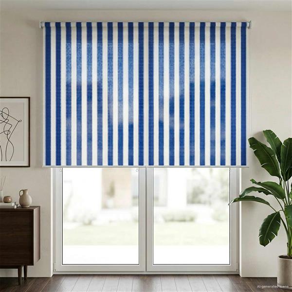 Grote foto vidaxl buitenrolgordijn 90 uv blok blauw en witte streep 180 x 230 cm huis en inrichting gordijnen en lamellen