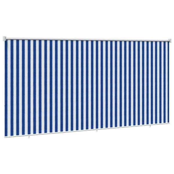 Grote foto vidaxl buitenrolgordijn 90 uv blok blauw en witte streep 350 x 140 cm huis en inrichting gordijnen en lamellen