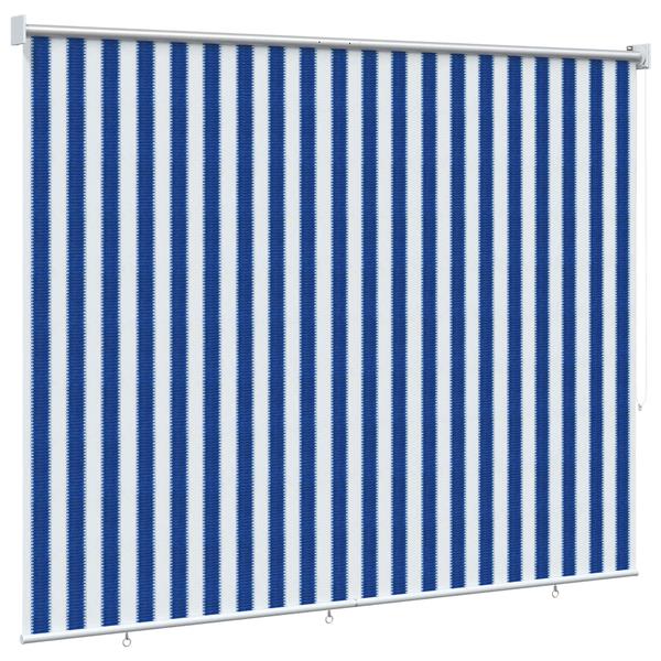 Grote foto vidaxl buitenrolgordijn 90 uv blok blauw en witte streep 160 x 140 cm huis en inrichting gordijnen en lamellen