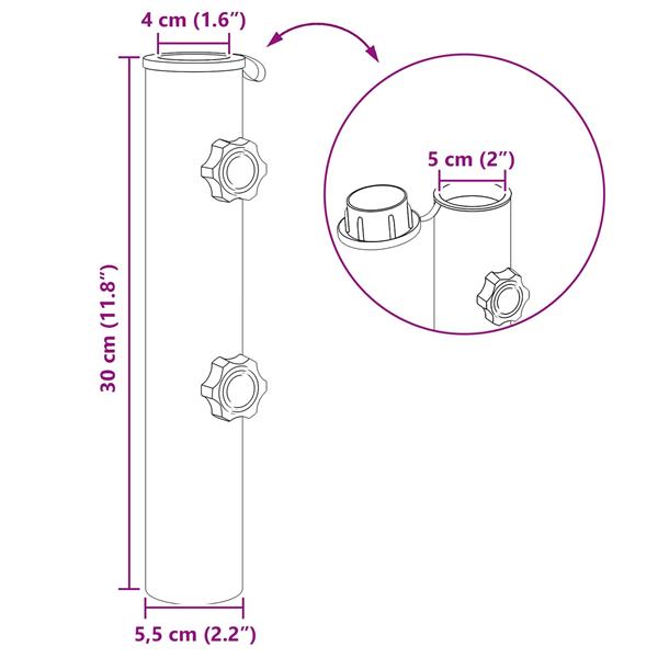Grote foto vidaxl parasol basisbuis 0.6 kg zwart ijzer for 40 50 mm pole tuin en terras overige tuin en terras