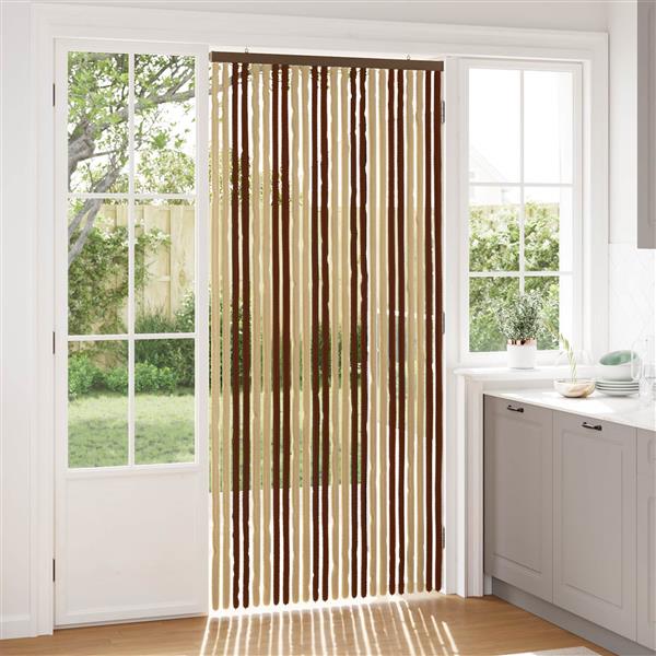 Grote foto vidaxl insecten gordijn chenille bruin en beige 100 x 220 cm 100 pp doe het zelf en verbouw deuren en horren