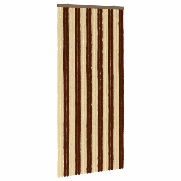 Grote foto vidaxl insecten gordijn chenille bruin en beige 100 x 220 cm 100 pp doe het zelf en verbouw deuren en horren