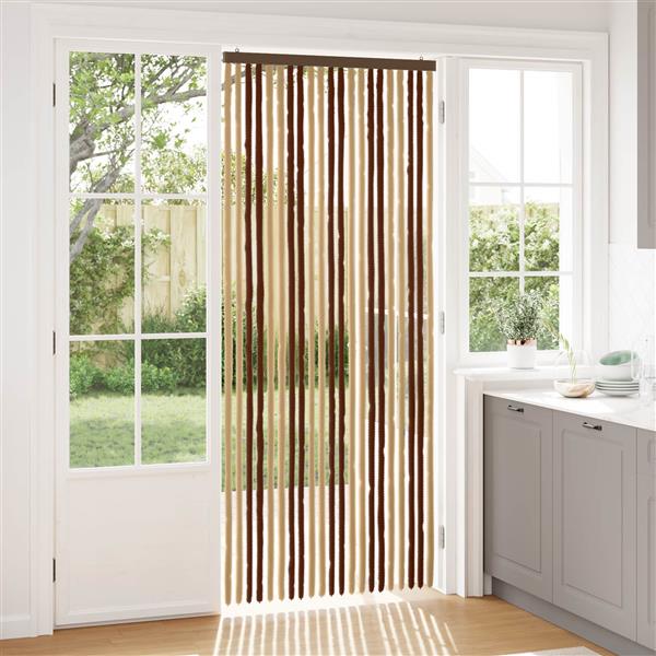 Grote foto vidaxl insecten gordijn chenille bruin en beige 90 x 220 cm 100 pp doe het zelf en verbouw deuren en horren