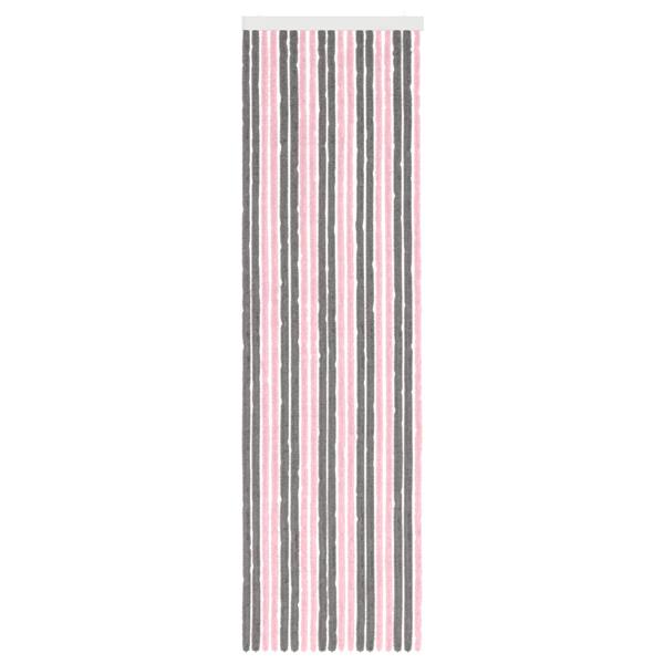 Grote foto vidaxl insecten gordijn chenille zilvergrijs en roze 56 x 200 cm doe het zelf en verbouw deuren en horren