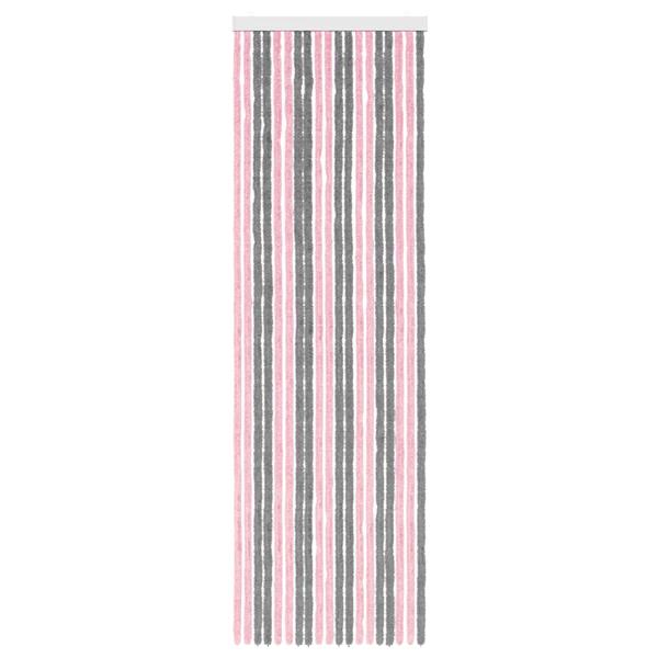 Grote foto vidaxl insecten gordijn chenille zilvergrijs en roze 56 x 185 cm doe het zelf en verbouw deuren en horren