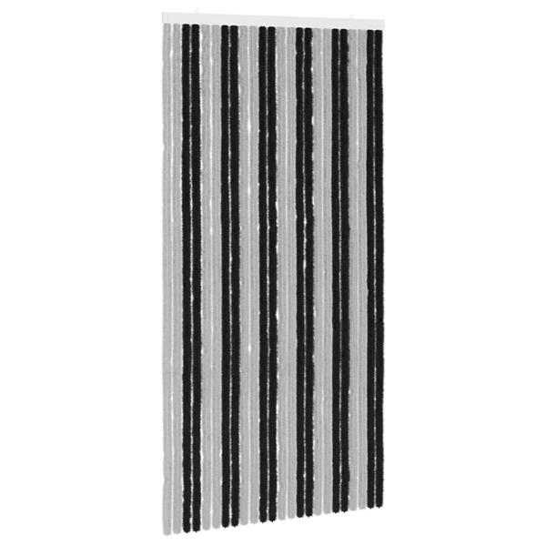 Grote foto vidaxl insecten gordijn chenille grijs en zwart 100 x 200 cm 100 pp doe het zelf en verbouw deuren en horren